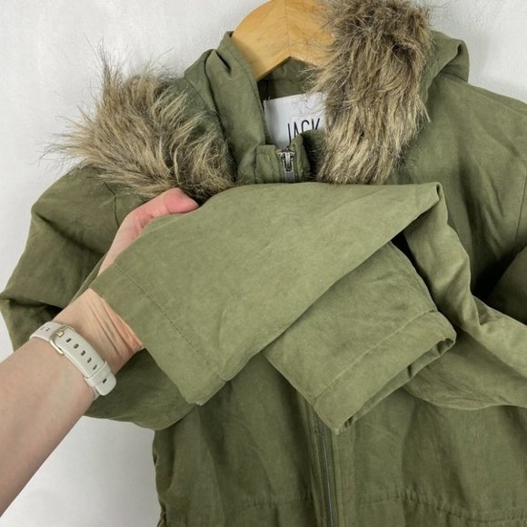 Revolve BB Dakota Army Green Faux Fur Ashland Coat Jack Size S Hood‎ Jacket NEW - Picture 10 of 13